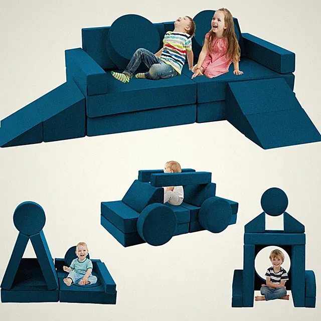 Couch Sofa Modular - 18pcs Children Couches Building Fort, Convertible Foam P...