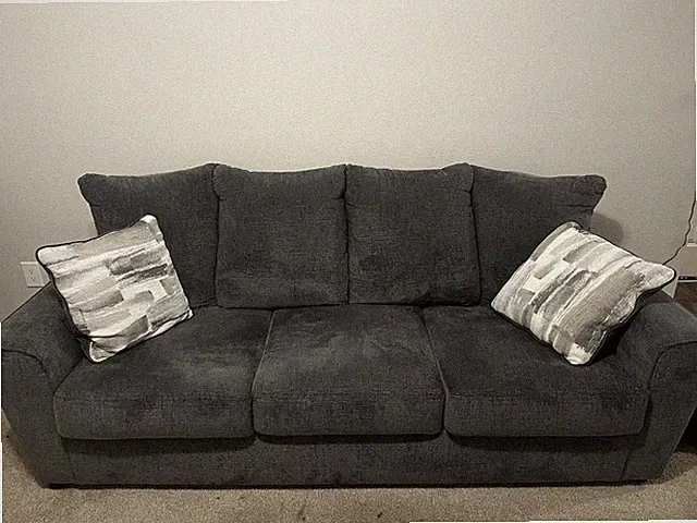 couch, sofa, new, gray, Ashley, smoke-free, pillows, medium length
