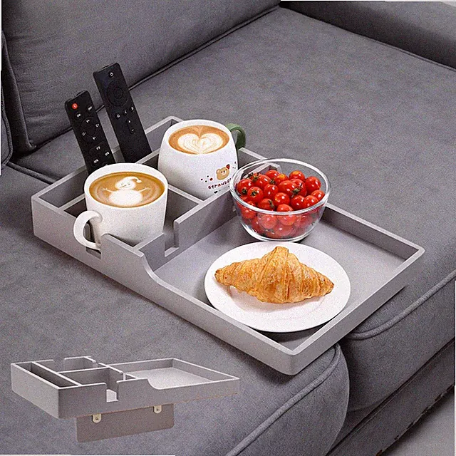Couch Tray Between Cushion, 2-in-1 Insert & Flat Sofa Organizer with 4 Compar...