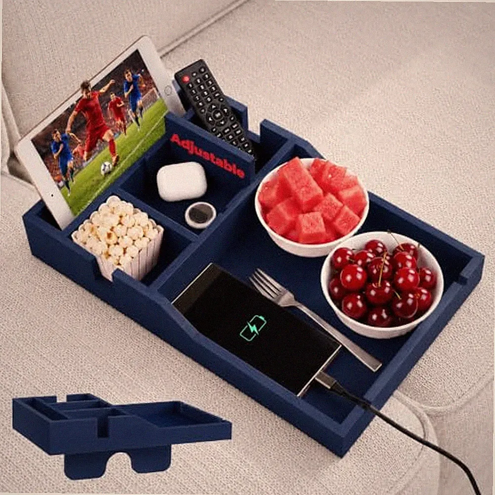 Couch Tray Insert, 2-in-1 Bamboo Sofa Tray Insert with 2 Cup Holders, Bamboo...