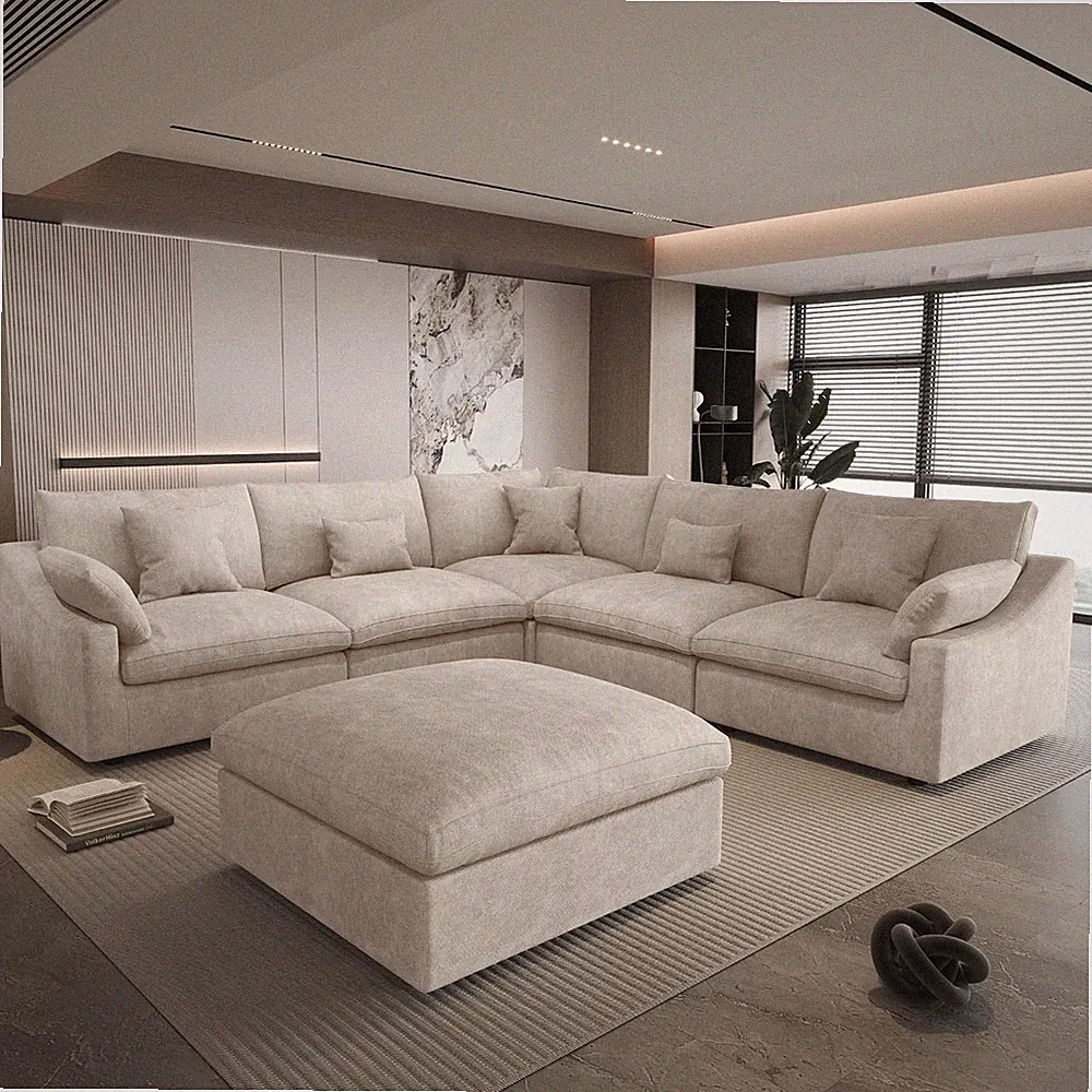 Could Couch Modular Sectional Sofa with Ottoman,Down Filled 120Inch V Shaped Cou