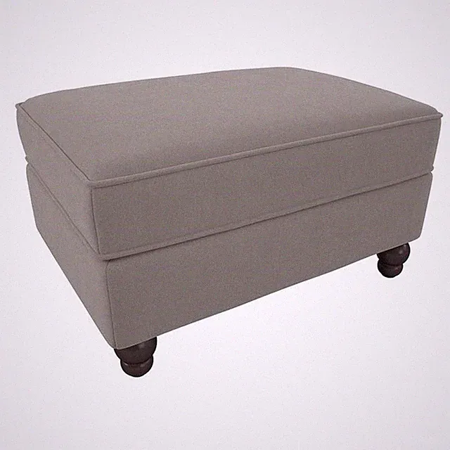 Coventry Upholstered Storage Ottoman in Beige Herringbone Fabric