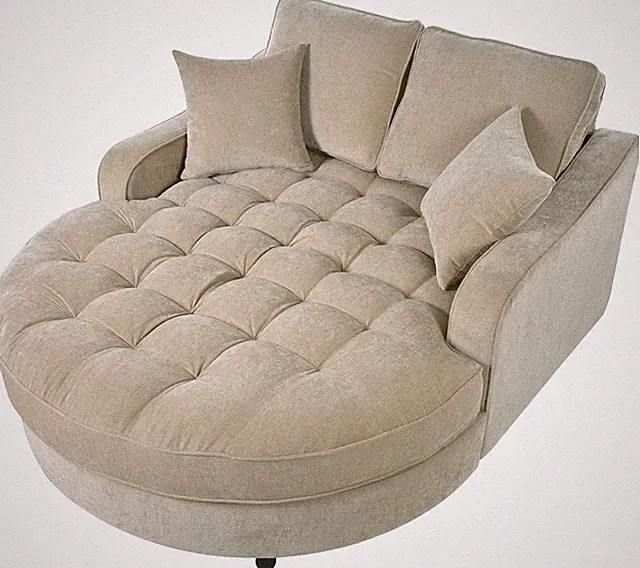 Cozy 55" Oversized Chenille Chaise Lounge Sofa Bed with Thick Cushions & Pillows