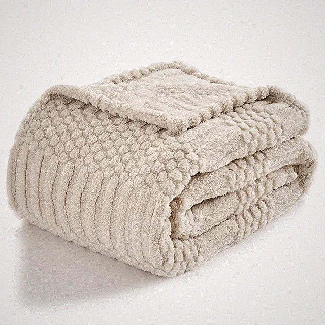 Cozy Beige Boho Throw Blanket - Soft Fleece Lightweight Plush for Couch & Bed 50