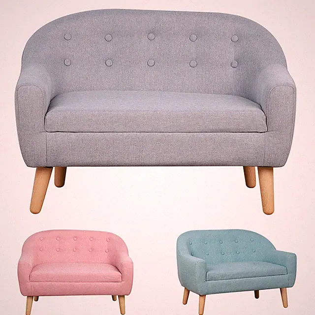 Cozy Children Sofa Couch Sturdy Wood 2 Seat Armrest Chair Kids