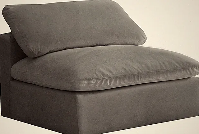 Cozy Contemporary Velvet Modular Sofa - Grey Overstuffed Comfort 39" W x 40" D
