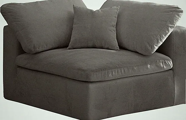 Cozy Corner Grey Velvet Modular Sofa - Overstuffed Comfort 40" W x 40" D