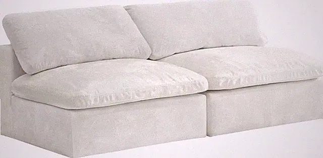 Cozy Cream Velvet Modular Sofa for 2 - Overstuffed Comfort Seating