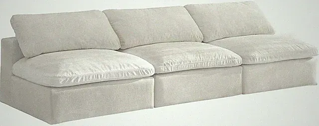 Cozy Cream Velvet Modular Sofa for 3 - Overstuffed Comfort Seating