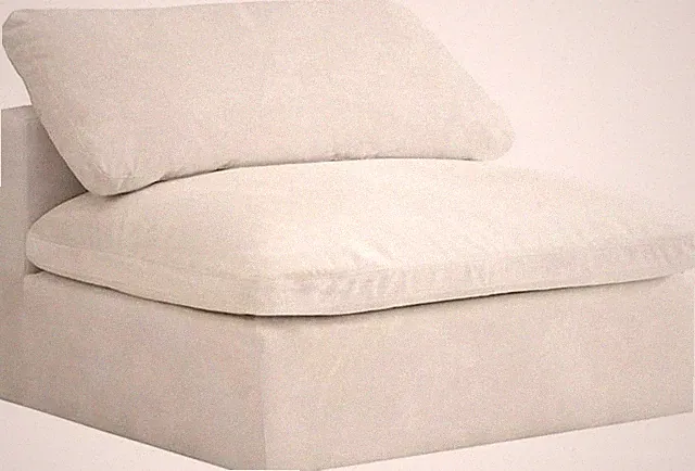 Cozy Cream Velvet Modular Sofa - Overstuffed Comfort, Armless Design