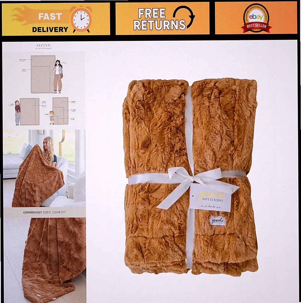 Cozy Faux Fur Blanket 50x60" - Soft Animal Print Throw for Sofa & Bed Comfort