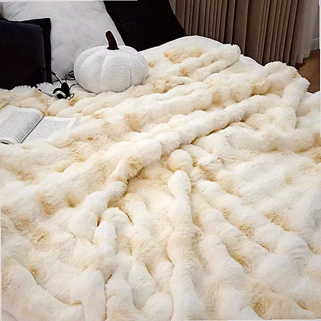Cozy Faux Rabbit Fleece Blanket Soft Warm Throw Bed Sofa Dorm