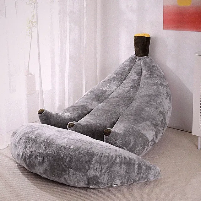 Cozy L-Grey Banana Bean Bag Chair & Ottoman - Versatile Floor Sofa Bed