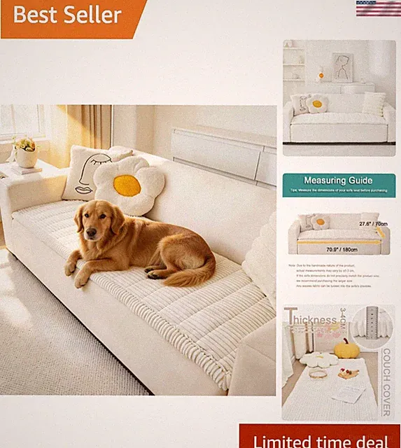 Cozy Washable Dog Sofa Protector - Stain Resistant & Non-Slip, 27.6" X 70.9"