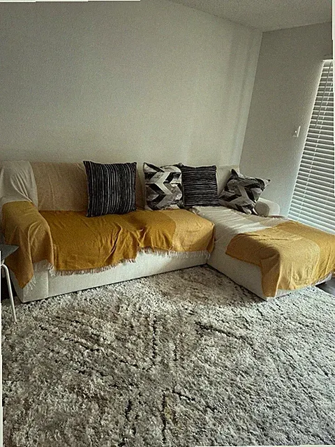 Cozy White Sectional Sofa , Brand Never Used Bed And Brand New Dining Table