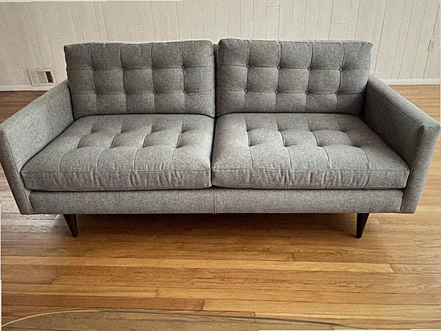 Crate and Barrel 76" Petrie gray sofa