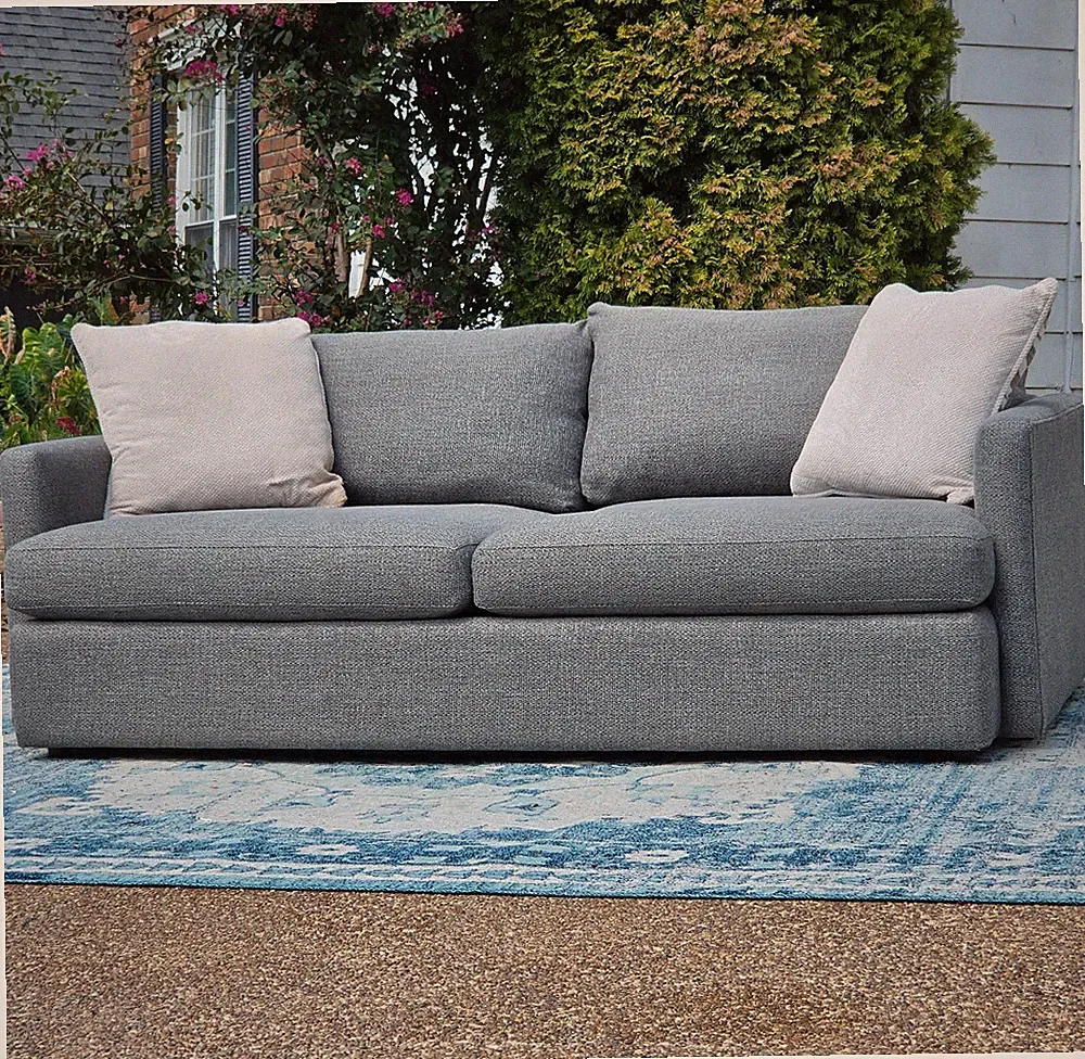 Crate and Barrel Gray Fabric 2-Seat Sofa Square Arms Removable Cushions