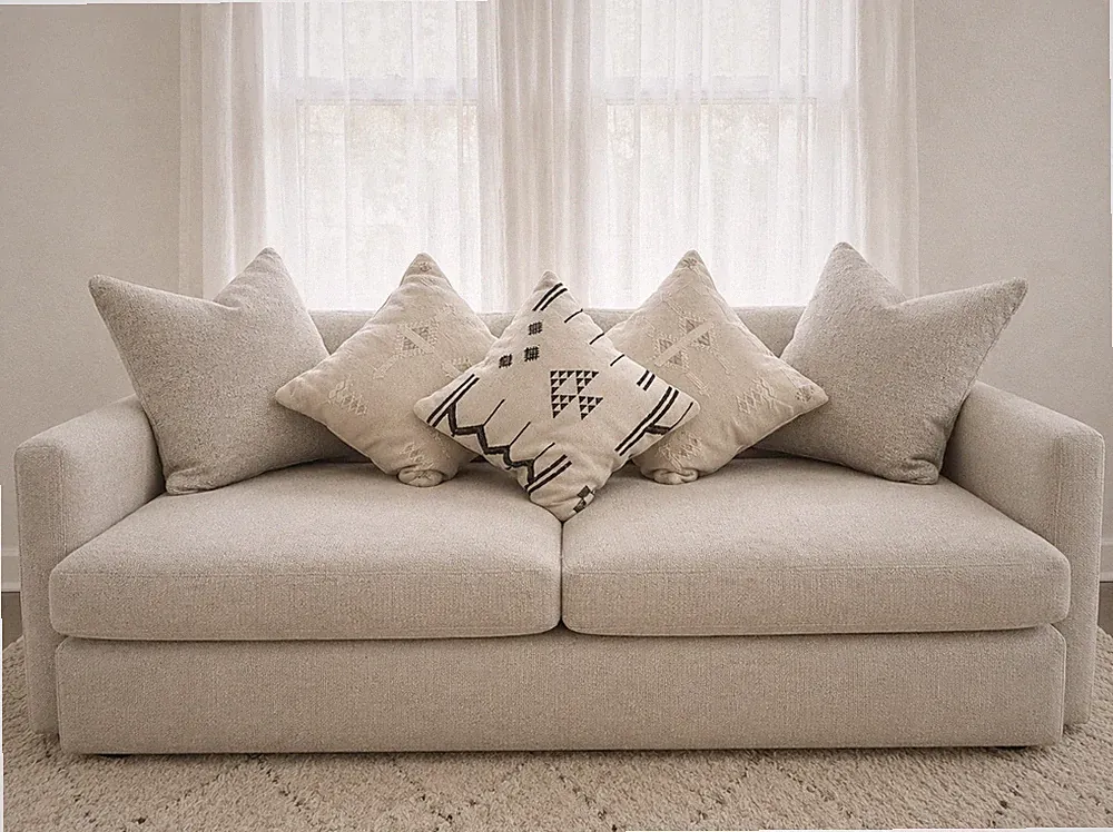 Crate & Barrel 3-Seat Modern Light Cream Sofa
