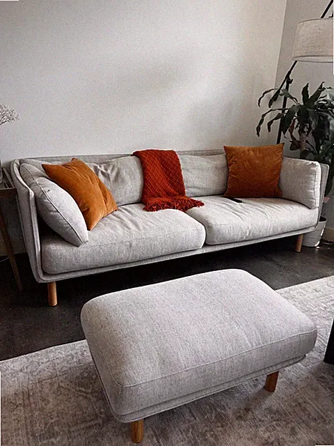 Crate & Barrel 84" Wells Fabric Sofa & Ottoman
