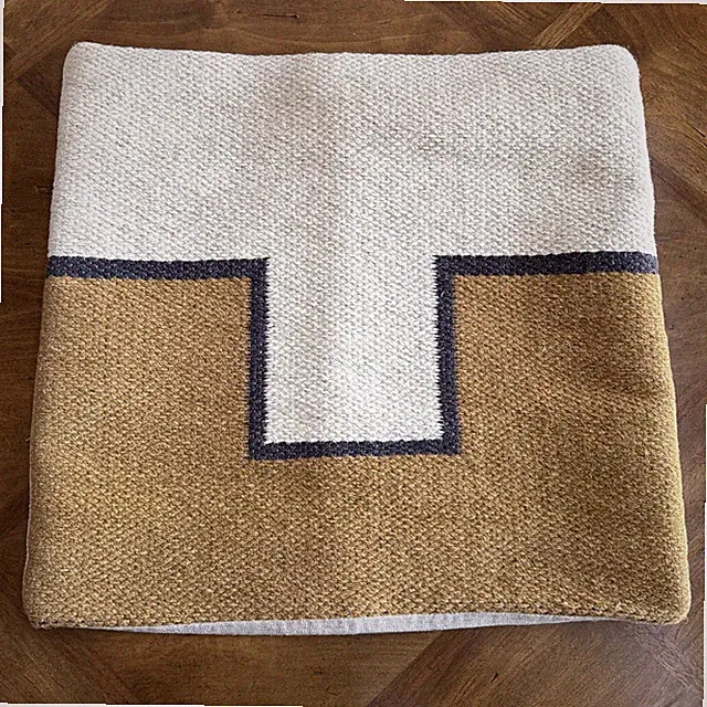 Crate & Barrel Ansom Golden Brown 20"x20" Woven Wool Pillow Cover NWT