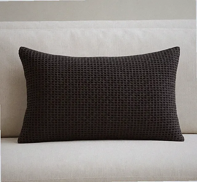 Crate & Barrel Lindstrom Black Textured Lumbar Throw Pillow 22x15 Down Insert
