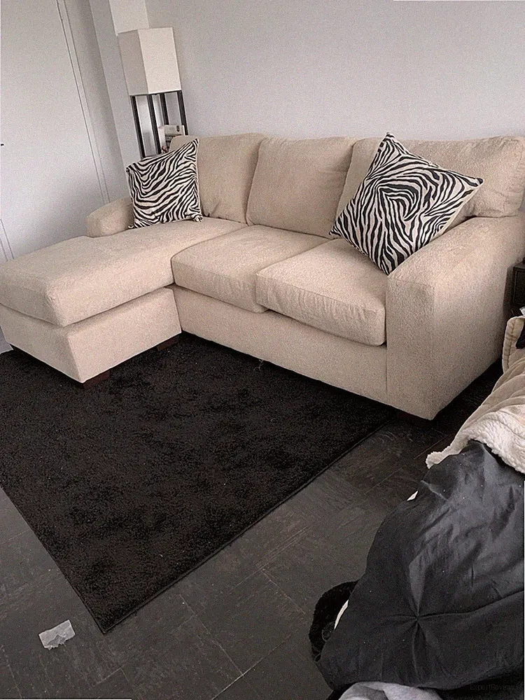Cream Beige Sectional Sofa with Chaise – Neutral Upholstered Couch
