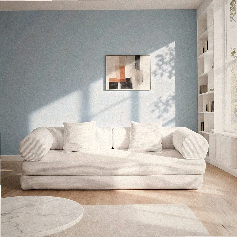 cream color sofa for living room apartment bedroom and compact room, Upholst