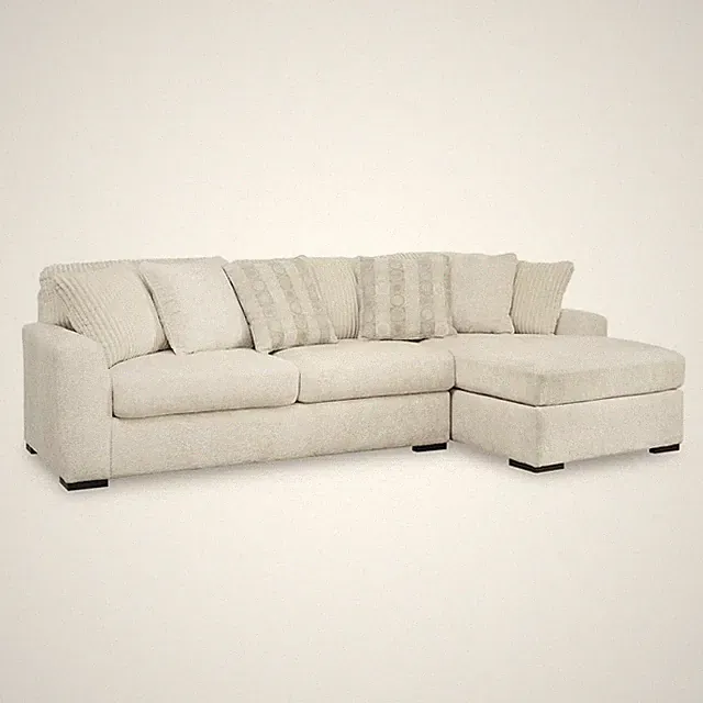 Cream-Colored 2-Piece Sectional With Chaise