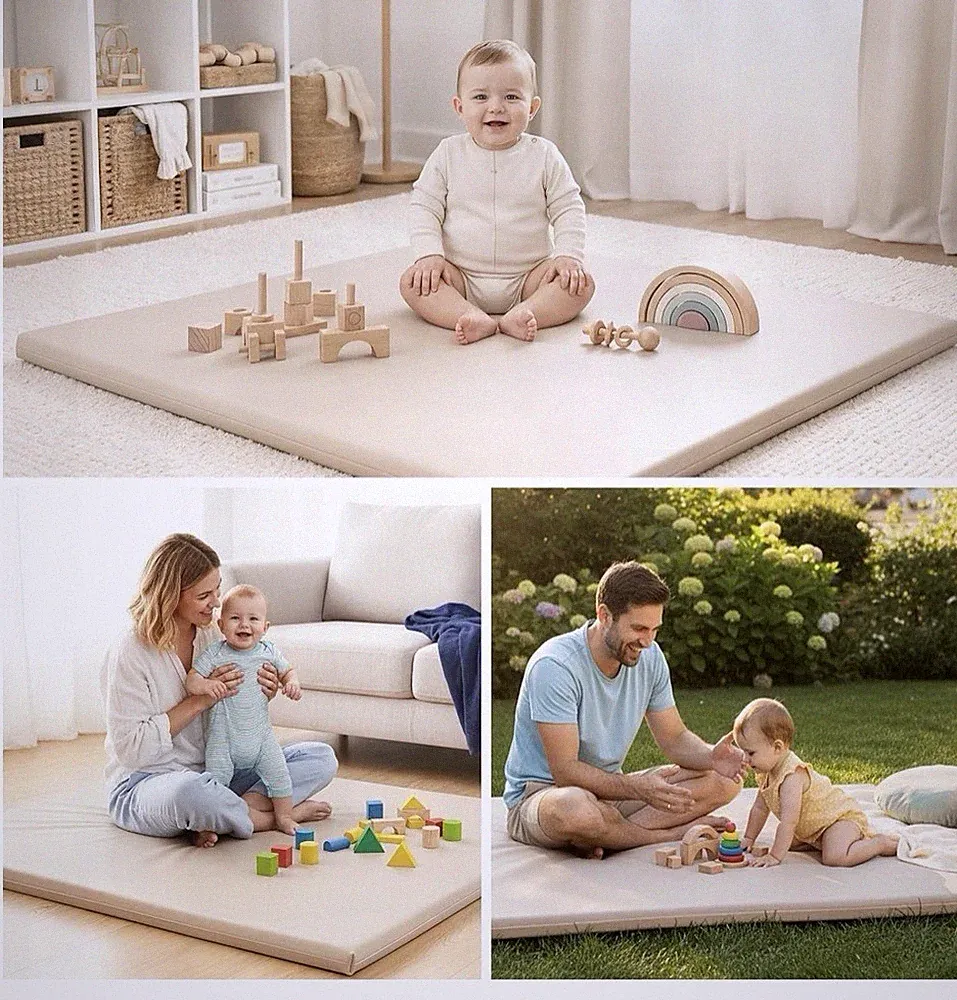 Cream Play Mat - Soft Foam Floor Mat for Kids 50/50 Cover Only