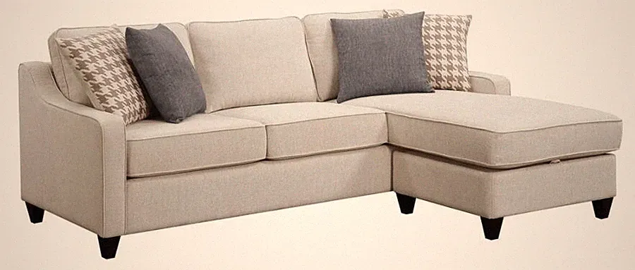 CREAM REVERSIBLE STORAGE CHAISE SOFA SECTIONAL LIVING ROOM FURNITURE