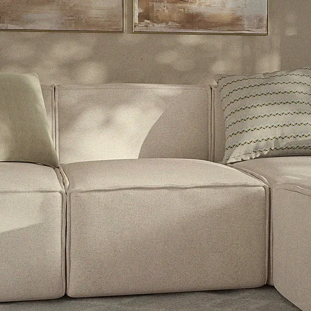 Cream Sectional Middle Chair Module | Luxury Fabric for Living Room