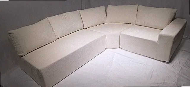 Cream Textured 3-Piece Sofa Set – Boneless Design Sectional