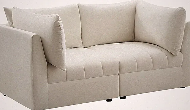 Cream Velvet Modular Sofa - Jacob Collection, Deep Channel Tufting, 66" W