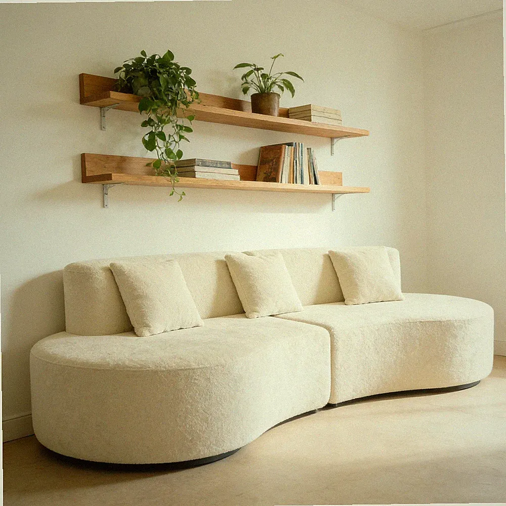 boucle half moon curved sectional sofa