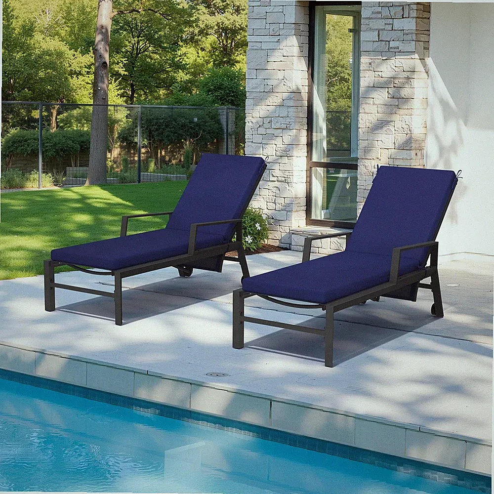 Crestlive Chaise Lounge Cushions Outdoor Set of 2, 72"x21", Water Resistant