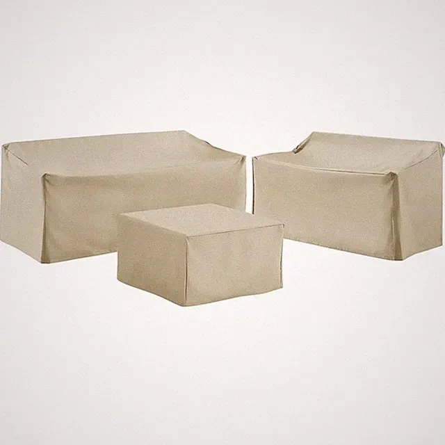 Crosley Furniture 3 Piece Outdoor Vinyl Sofa Cover Set in Tan