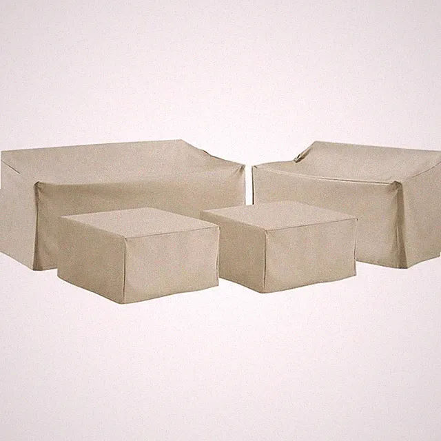 Crosley Furniture 4 Piece Outdoor Vinyl Sofa Cover Set in Tan