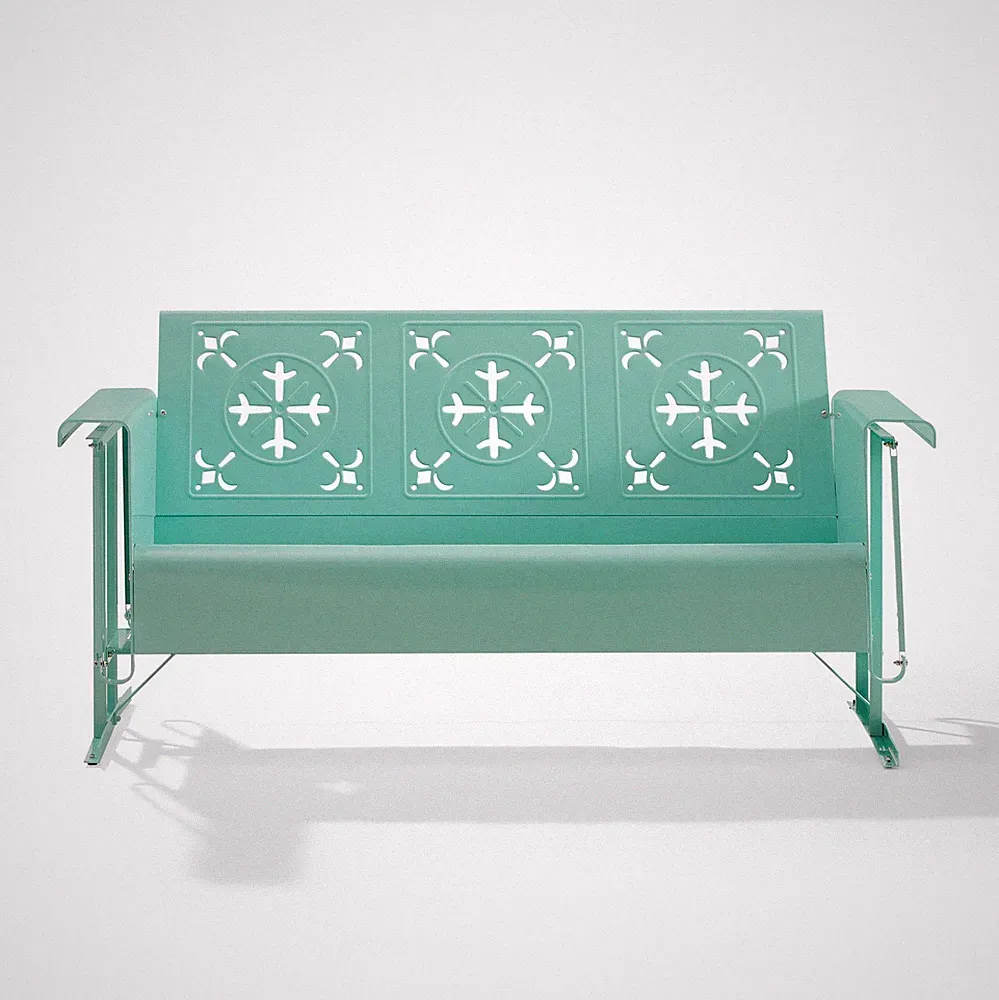 Crosley Furniture Azalea Retro Outdoor Sofa Glider in Aqua Gloss