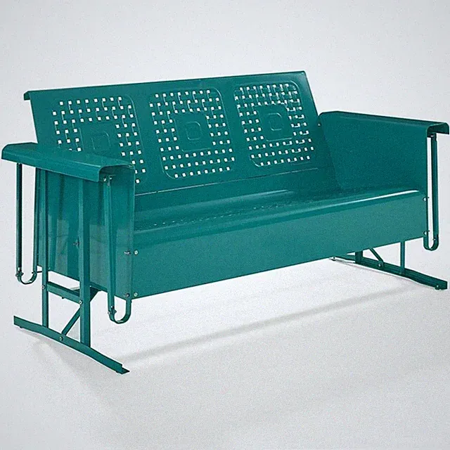 Crosley Furniture Bates Modern Metal Gliding Patio Sofa in Turquoise