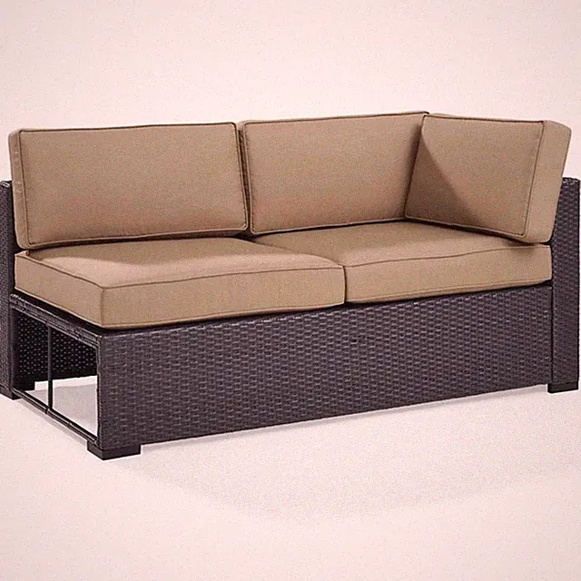Crosley Furniture Biscayne Wicker / Rattan Patio Loveseat in Brown and Mocha