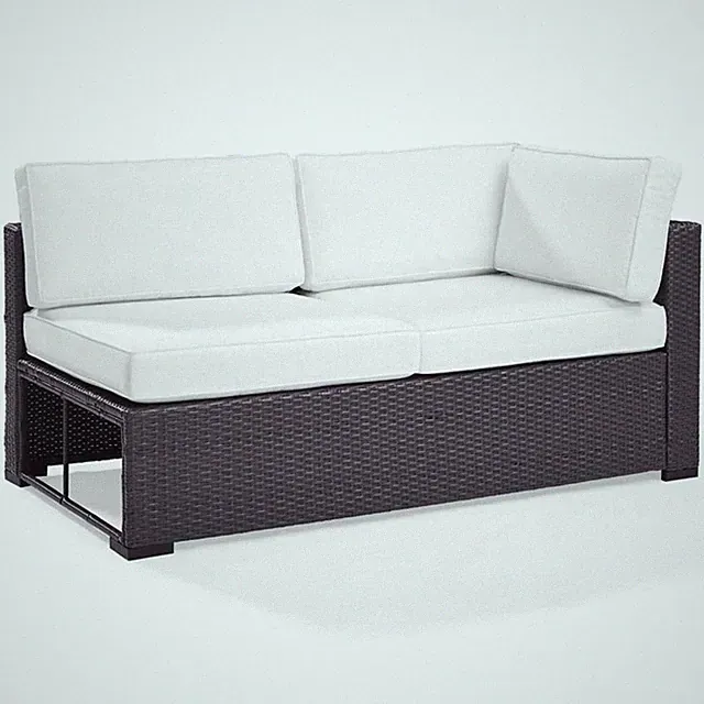 Crosley Furniture Biscayne Wicker / Rattan Patio Loveseat in Brown and White