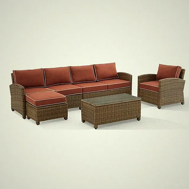 Crosley Furniture Bradenton 5-piece Fabric Outdoor Sectional Set in Sangria Red