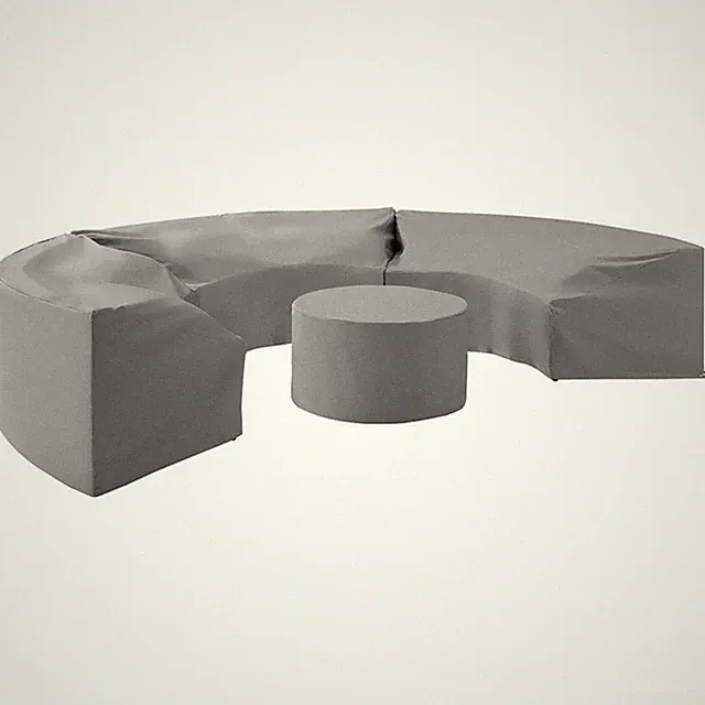 Crosley Furniture Catalina 4Pc Vinyl Curved Sectional Sofa Cover Set in Gray