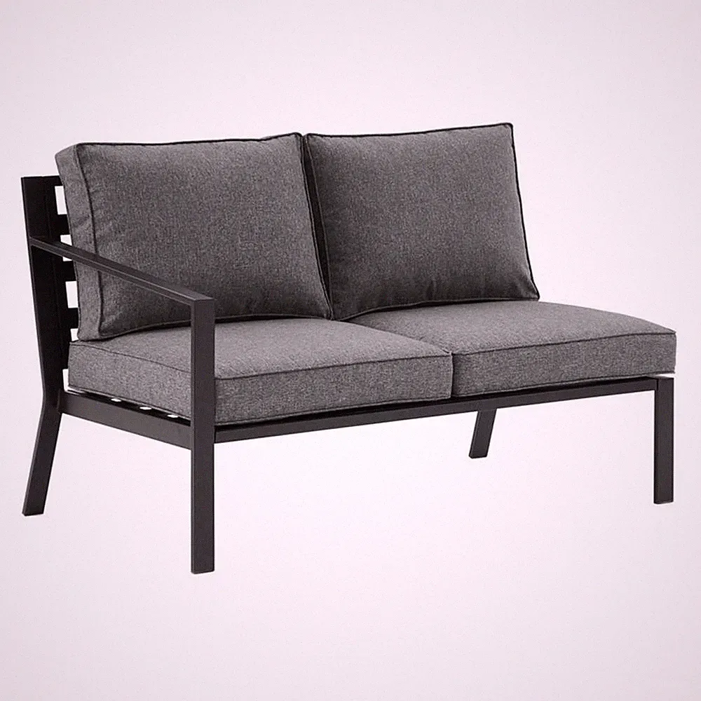 Crosley Furniture Clark Fabric Outdoor Sectional Left Side Loveseat in Charcoal