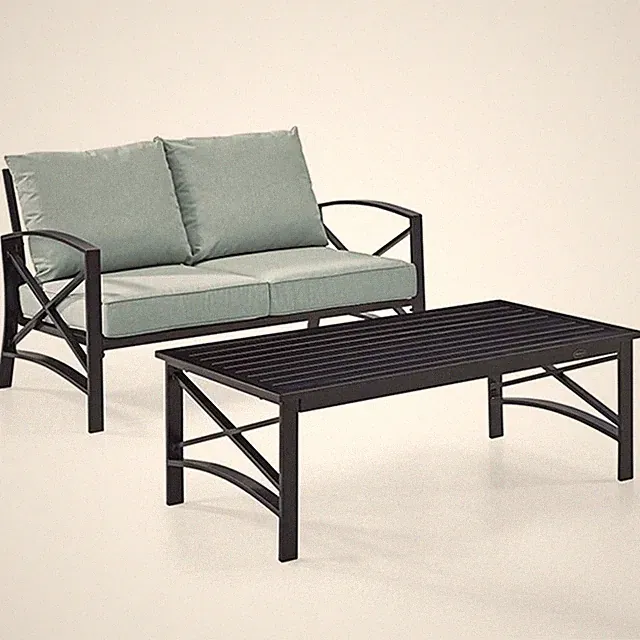 Crosley Furniture Kaplan 2 Piece Patio Fabric Sofa Set in Mist Green