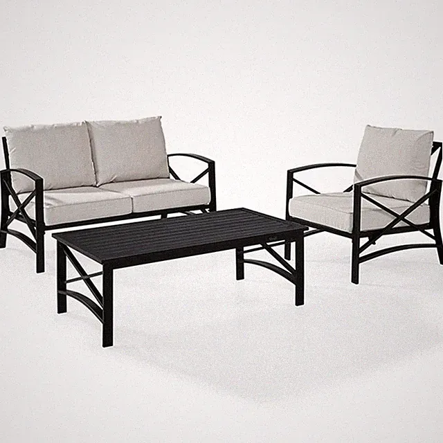 Crosley Furniture Kaplan 3Pc Patio Fabric Sofa Set in Oil Rubbed Bronze/Oatmeal