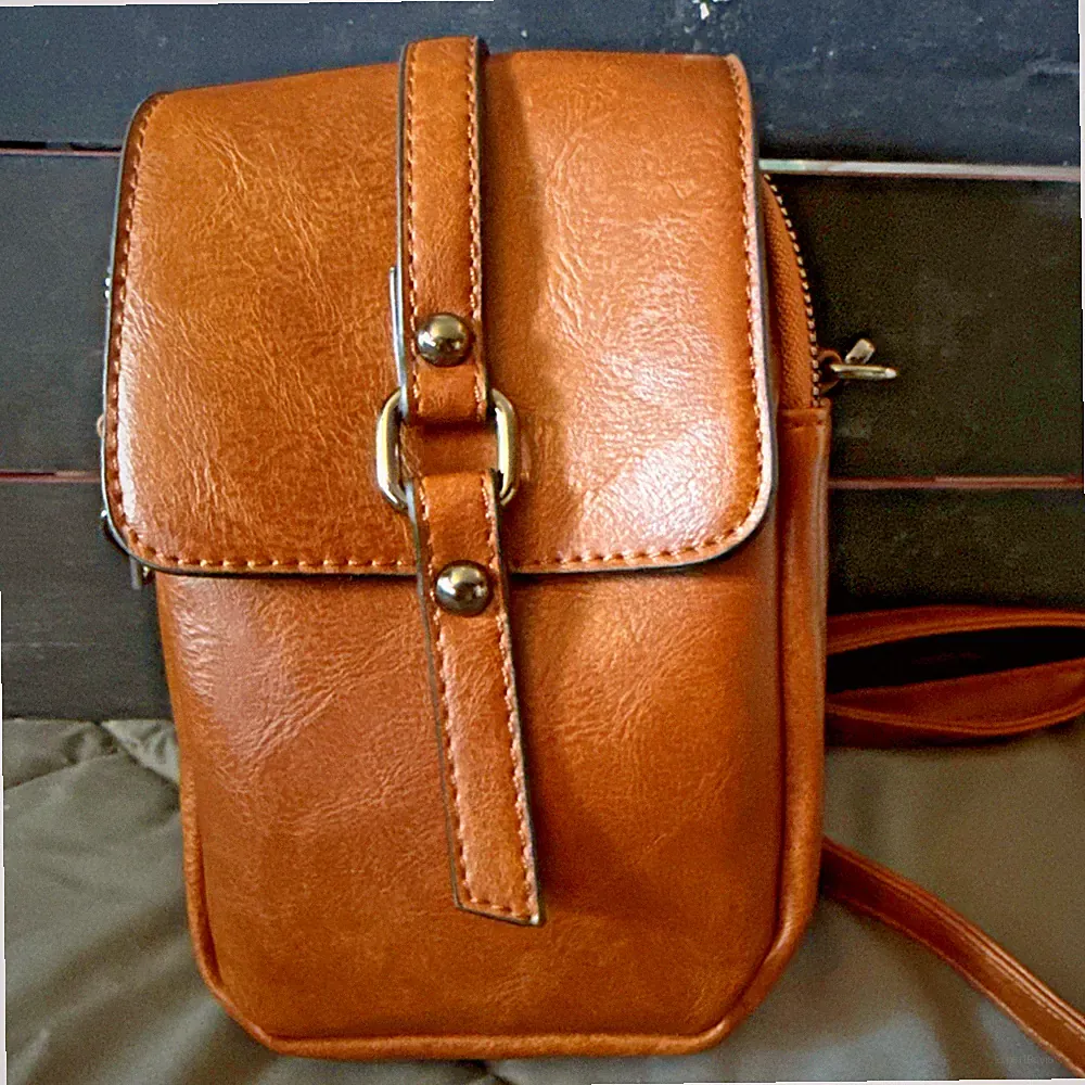 Crossbody Small Shoulder Messenger Bag w/ 2 Section, Faux Leather, Camera Phone