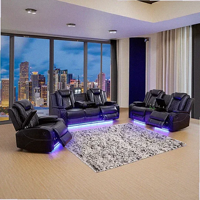 CURBSIDE SHIPPING TO PA, 18109 - Black LED Power Recliner 3PC Sofa Set