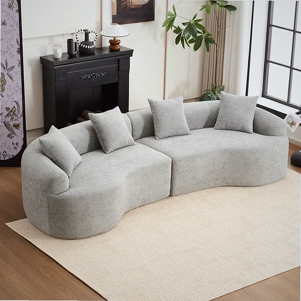 Curved Boneless Sofa Compression Modular 110'' Sectional High-Density Couch Set