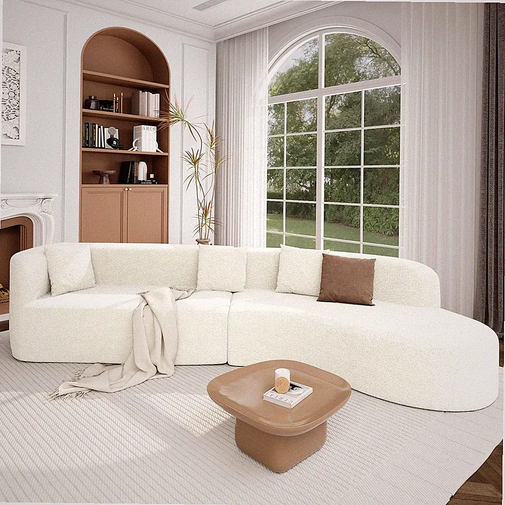 Curved Chenille 2-Piece Sectional Sofa with Pillows for Luxurious Comfort